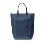 Foldable polyester bag with cooler function and zipper blue colour