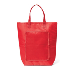 Foldable polyester bag with cooler function and zipper red colour