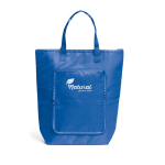 Foldable polyester bag with cooler function and zipper royal blue colour