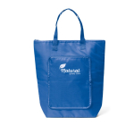 Foldable polyester bag with cooler function and zipper royal blue colour image with logo