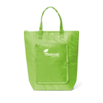 Foldable polyester bag with cooler function and zipper light-green colour image with logo