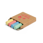 Set of 4 coloured chalks provided in an artisanal box brown colour image with logo