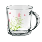 Tea cup with smiley face on the base, 230 ml, Cristal transparent colour image with logo