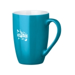 Modern ceramic coffee cup in colours, 370 ml turquoise colour image with logo