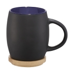 Ceramic mug with wooden base or lid 400 ml blue colour