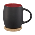 Ceramic mug with wooden base or lid 400 ml red colour