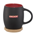 Ceramic mug with wooden base or lid 400 ml red colour