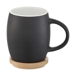 Ceramic mug with wooden base or lid 400 ml white colour