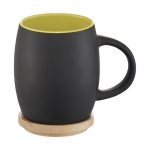 Ceramic mug with wooden base or lid 400 ml lime colour