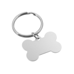 Aluminium keychain in the shape, Bone matt silver colour