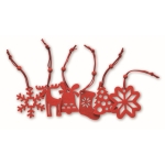 6-piece Christmas decoration set with felt tags red colour