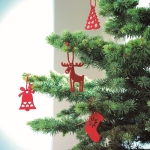 6-piece Christmas decoration set with felt tags red colour ambient view