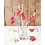 6-piece Christmas decoration set with felt tags red colour second ambient view