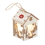 Christmas decoration with lights, in the shape of a house wood colour second main view