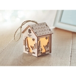 Christmas decoration with lights, in the shape of a house wood colour main ambient view