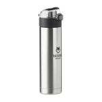 High-quality laser engraved leak-proof thermos flask 400 ml matt silver colour main view