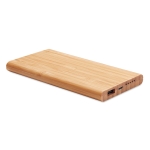 Wireless bamboo power bank as a sustainable gift, 6,000 mAh wood colour