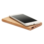 Wireless bamboo power bank as a sustainable gift, 6,000 mAh wood colour second view