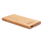 Wireless bamboo power bank as a sustainable gift, 6,000 mAh wood colour main view