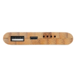 Flat external battery made of bamboo, 2,200 mAh wood colour third view