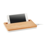 Elegant wireless bamboo charging station and smartphone holder white colour second view