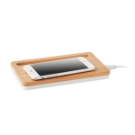 Elegant wireless bamboo charging station and smartphone holder white colour third view