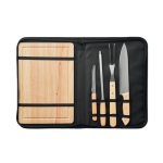 5-piece bamboo & stainless steel grill set black colour fourth view