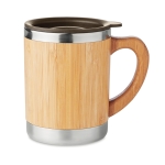 Double-walled thermal mug, stainless steel with bamboo, 300 ml wood colour