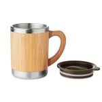 Double-walled thermal mug, stainless steel with bamboo, 300 ml wood colour second view