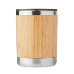 Double-walled thermal mug, stainless steel with bamboo, 300 ml wood colour third view