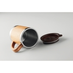 Double-walled thermal mug, stainless steel with bamboo, 300 ml wood colour fourth view