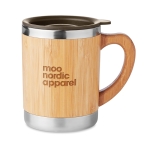 Double-walled thermal mug, stainless steel with bamboo, 300 ml wood colour main view