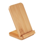 Wireless smartphone charger and bamboo stand wood colour