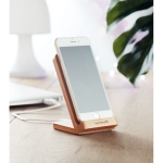 Wireless smartphone charger and bamboo stand wood colour main ambient view