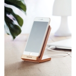 Wireless smartphone charger and bamboo stand wood colour second main ambient view