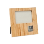 Bamboo photo frame with integrated weather station wood colour