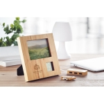 Bamboo photo frame with integrated weather station wood colour second main ambient view