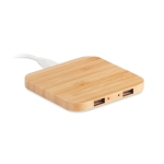 Wireless phone charger made from natural bamboo wood colour