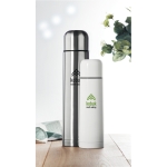 Stainless steel thermos in matt silver, 1 L matt silver colour fourth ambient view 2