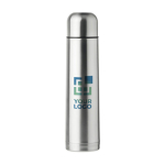 Stainless steel thermos in matt silver, 1 L matt silver colour view with print area