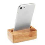 Bamboo phone holder with sound amplifier wood colour fourth view