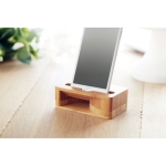 Bamboo phone holder with sound amplifier wood colour ambient view