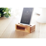 Bamboo phone holder with sound amplifier wood colour main ambient view