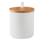 High-quality coffee cup with spoon & bamboo lid, 380 ml white colour fourth view