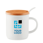 High-quality coffee cup with spoon & bamboo lid, 380 ml view with print area