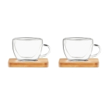 Set of 2 espresso glasses with bamboo coasters, 60 ml transparent colour second view