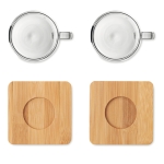 Set of 2 espresso glasses with bamboo coasters, 60 ml transparent colour fifth view