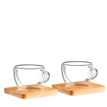 Set of 2 espresso glasses with bamboo coasters, 60 ml view with print area