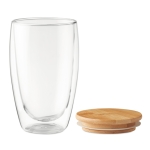 Double-walled borosilicate glass, bamboo lid, silicone, 450 ml transparent colour third view