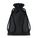 Small cotton drawstring bag for gifts, 105 g/m2 black colour